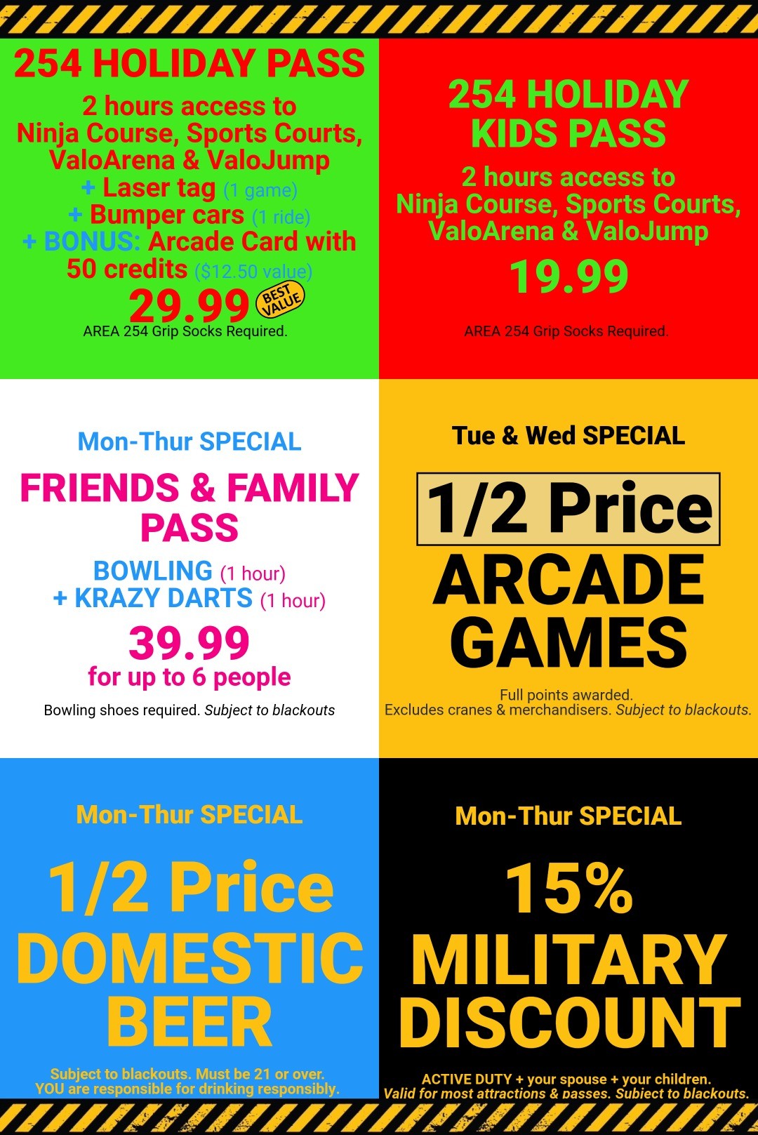 Graphic of daily specials and passes information